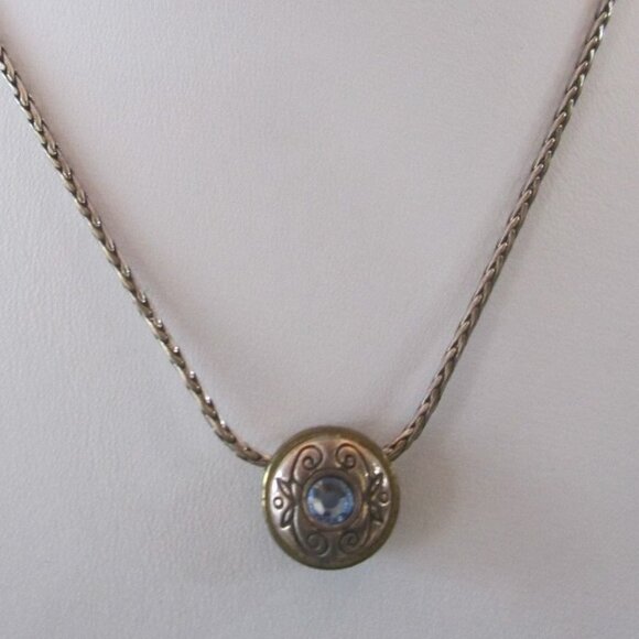 RETIRED Brighton 16"-18" Blue Crystal Round Decorative Bezel Slide Necklace - Picture 11 of 12